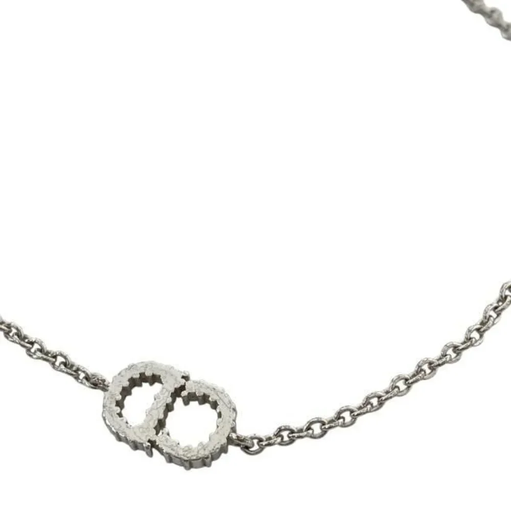 Christian Dior Bracelet Bangle Clair D LUNE CD Logo Metal Rhinestone Silver - Picture 7 of 8